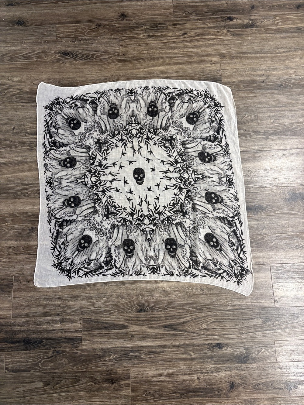 Skull & Bamboo Pattern Decorative Throw - Black and White